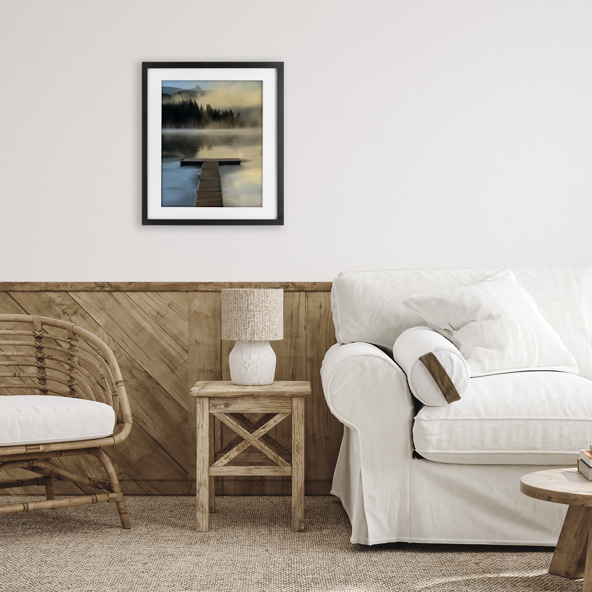 Stupell Industries Reflective Lake At Dusk Black Framed Print Under Glass, design by Renel Peters