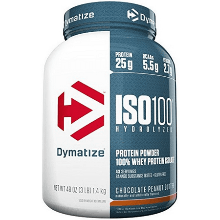 Dymatize ISO 100 Hydrolyzed 100% Whey Protein Isolate Powder, Chocolate Peanut Butter, 25g Protein/Serving, 3