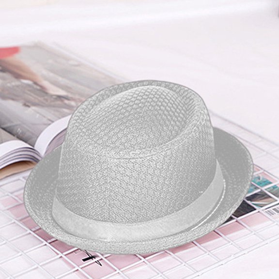Mesh Breathable Fedora Trilby Hat for Men Women Unisex Summer Outdoor Sun Protection Small Dress Hat for Beach Travel Activities White