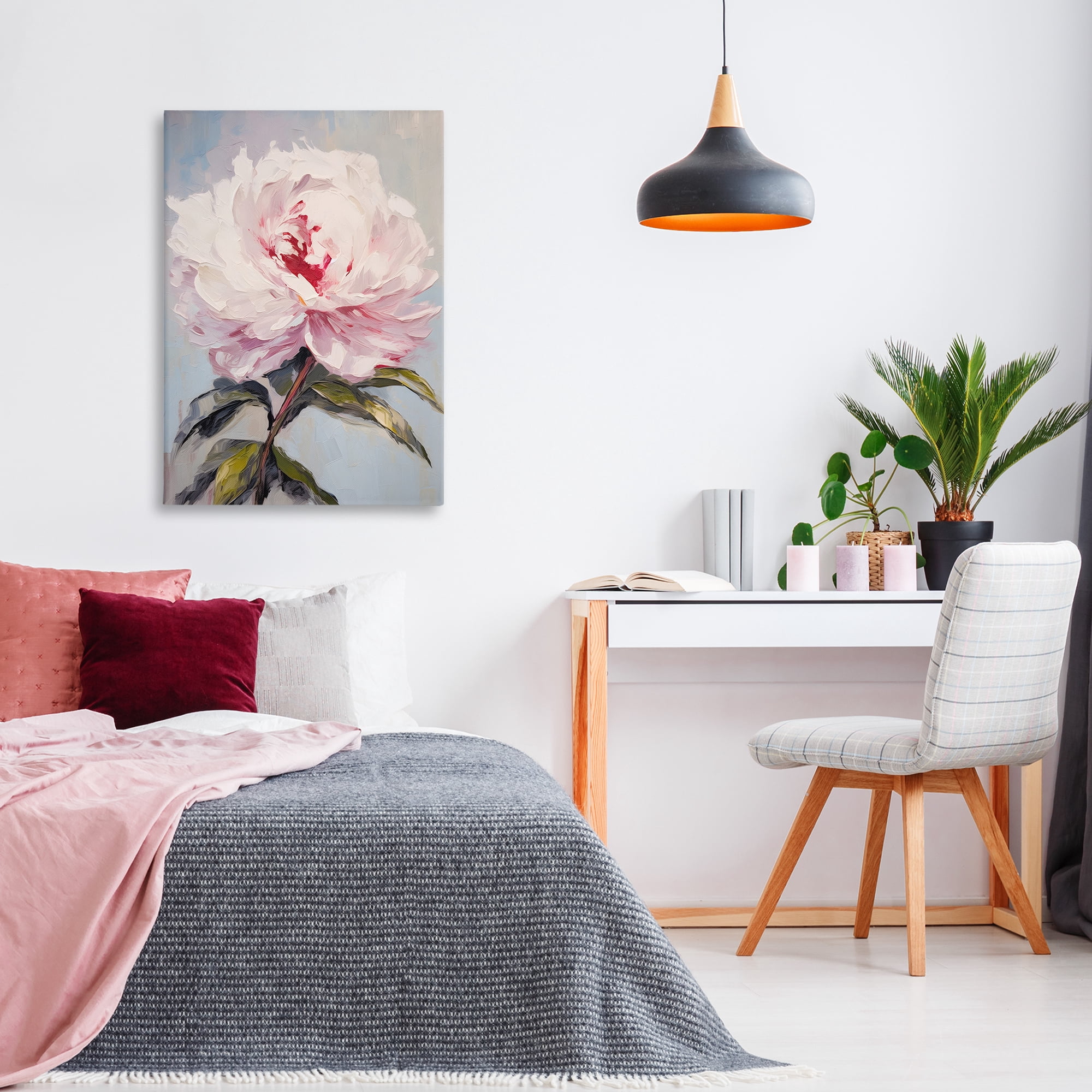 Stupell Industries Pale Pink Rose Botanical & Floral Painting Gallery Wrapped Canvas Art Print Wall Art, 24 x 36
