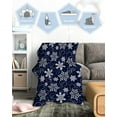 thumbnail image 5 of Christmas Throw Blankets, White Navy Snowflakes Pattern Soft Fleece Blanket Decorative for Home Sofa Couch Chair Living Bedroom,60x80 Inches, Winter, 5 of 6