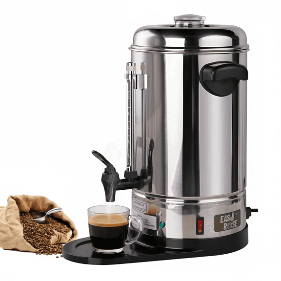 Hakka 40 Cup Coffee Percolator, Stainless Steel Coffee Urn and Hot Water Dispenser, Commercial Beverage Dispenser with Keep Warm and Drip-Free Faucet
