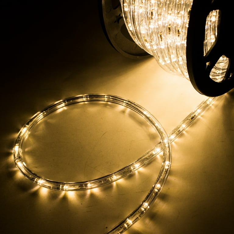Walcut 150Ft 2 Wire LED Rope Lights, Warm White Lights with Clear PVC Jacket, Connectable and Flexible, for Indoor Wedding Christmas Party and Waterproof for Outdoor Decoration Walcut 150Ft 2 Wire LED Rope Lights, Warm White Lights with Clear PVC Jacket, Connectable and Flexible, for Indoor Wedding Christmas Party and Waterproof for Outdoor Decoration