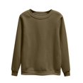 thumbnail image 4 of WTOBBY Women's Casual Solid Color Round Neck Long Sleeve Pullover Top, Fashion Blouse for Ladies Comfortable and Simple with Everyday Style,Army Green L, 4 of 5