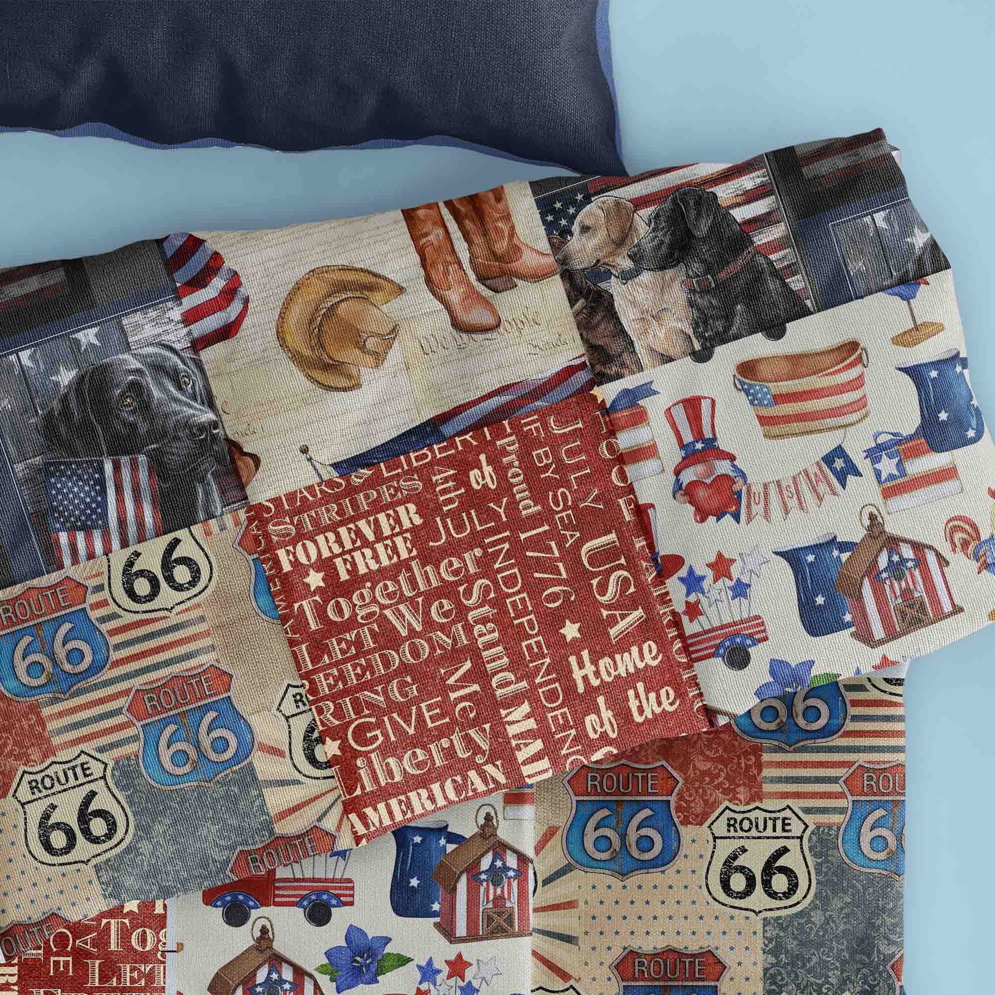 David Textiles 18" x 21" 100% Cotton Americana, Multi-color, for Quilting & Sewing, 5 Pieces