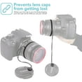 thumbnail image 3 of Acuvar Camera Lens Cap Keeper Holder with Elastic String Anti-Loss. Compatible with Canon, Nikon, Sony, Panasonic, Fujifilm, Pentax, Sigma DSLR SLR Evil Mirrorless Cameras Video Cameras (1 Pack), 3 of 6