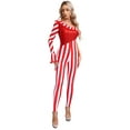 thumbnail image 2 of inhzoy Womens Christmas Candy Cane Jumpsuit Long Sleeve Striped Bodysuit Leotard for Xmas Party Red-B S, 2 of 10