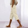 thumbnail image 2 of WERYOUNG Casual Capri Pants For Women Solid Color Elastic Waist Summer Trousers Outdoor Activities Versatile Bottoms, 2 of 5