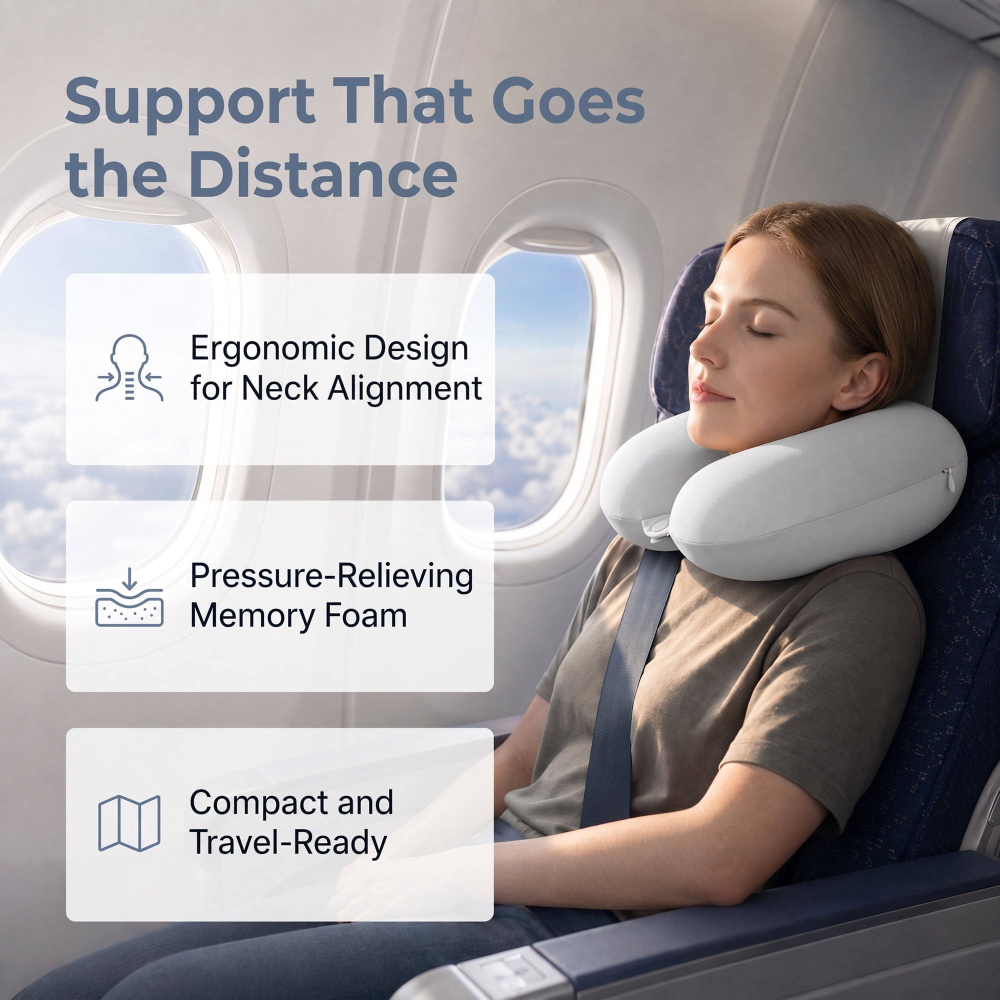 Unique Bargains Memory Foam Travel U Shape Neck Pillow Head Rest Gray 12"x12"x4"