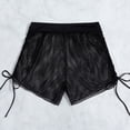 thumbnail image 7 of Womens High Waisted Swimsuits Bottoms Swim Shorts Black Sheer Mesh Ruffle Ruched Board Shorts Plus Size Bathing Swim Pants Swimwear XL, 7 of 7