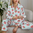 thumbnail image 4 of Goofa Hand Drawn Strawberry Printed Women’s 2 Piece Pajama Set Super,Pajamas Women's Long Sleeve Sleepwear Soft Button Down Loungewear Pjs Lounge Set Nightwear-XX-Large, 4 of 9