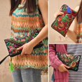 thumbnail image 6 of Women Retro Boho Ethnic Embroidered Wristlet Clutch Bag Handmade Purse Wallet, 6 of 7