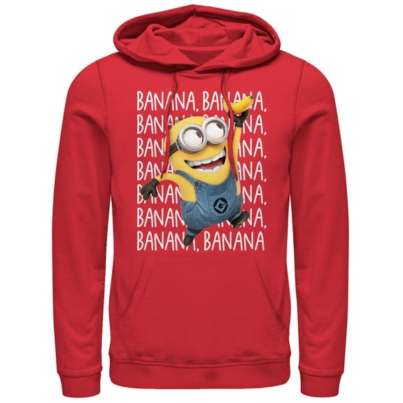 Men's Despicable Me Minions Repeat Pull Over Hoodie Red Small