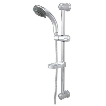 Polished Steel Kit - Kingston Brass KX2528SBB Designer Trimscape Showerscape 5-Setting Hand Shower with Slide Bar Kit and Stainless Steel Hose, Satin Nickel and Polished Chrome