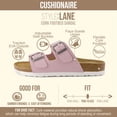 thumbnail image 2 of Cushionaire Lane Cork Footbed Sandals for Women – Comfortable Double Buckle Slip-On with Genuine Suede Footbed & Arch Support Slides for Women Footwear, 2 of 19