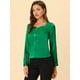 thumbnail image 3 of INSPIRE CHIC Blusa elegante de satén con cuello en forma de corazón y manga larga para mujer Verde XS, 3 of 5