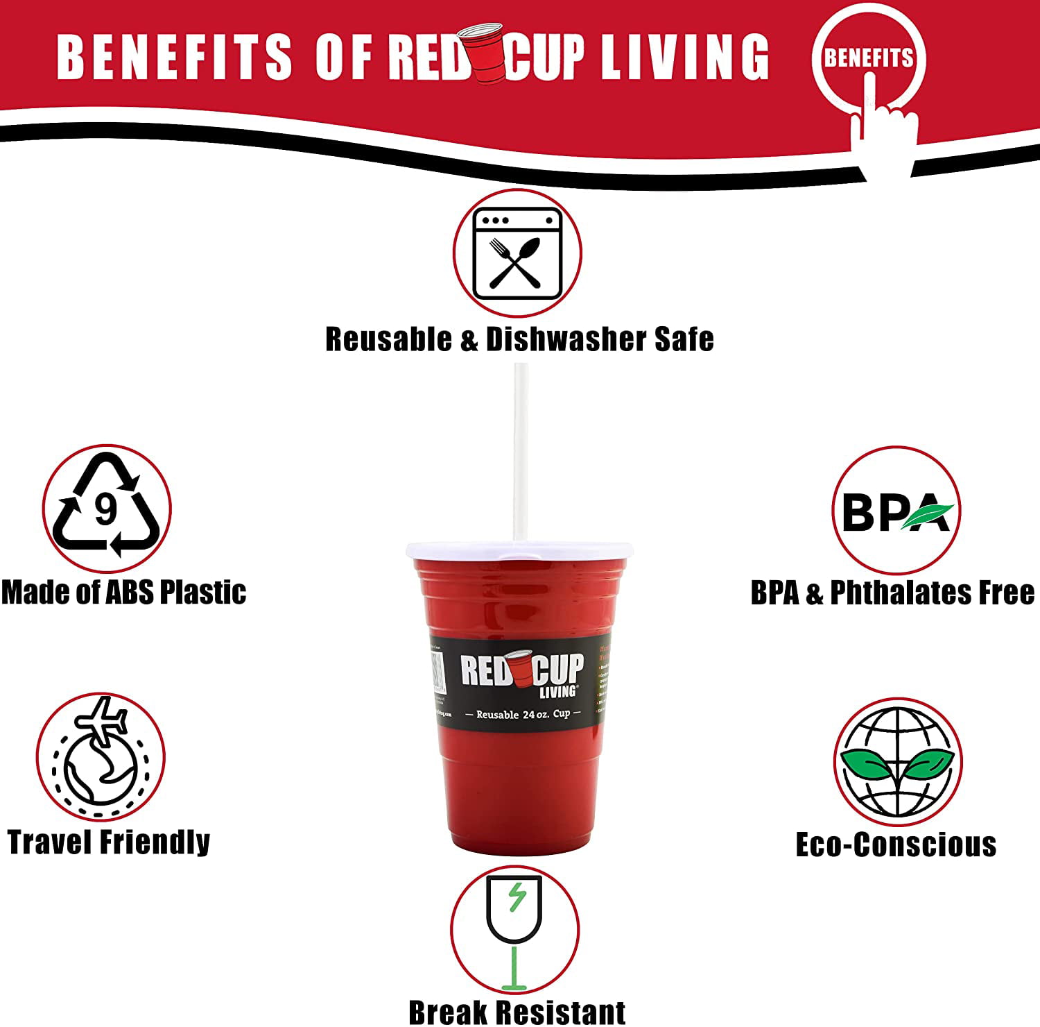 D'Eco Reusable 16 oz Red Party Cups (6 Pack) - Unbreakable Stainless Steel  Dishwasher Safe Drinking …See more D'Eco Reusable 16 oz Red Party Cups (6