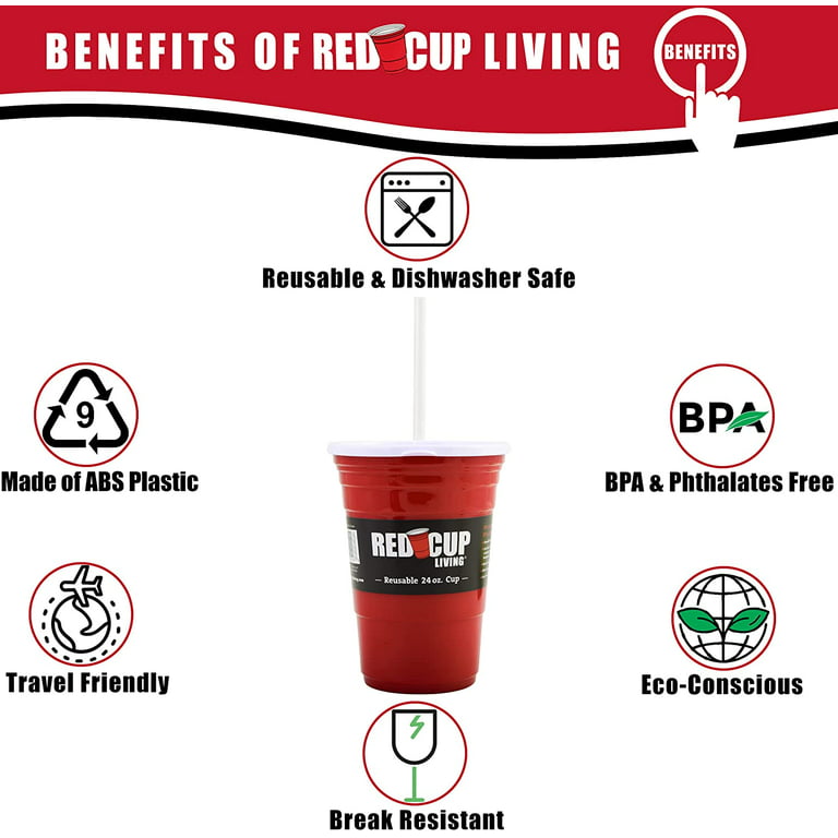 Red Cup Living Reusable Red Plastic 32 oz Cup - Set of 4, 1