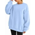 thumbnail image 2 of Women Oversized Sweatshirts Hoodie Fleece Crew Neck Long Sleeve Sweaters Comfy Fall Fashion Outfits Light Blue L, 2 of 9