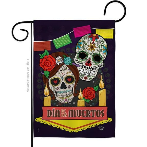 13 x 18.5 in. Dia de los Muertos Garden Flag with Fall Day of Dead Double-Sided Decorative Vertical Flags House Decoration Banner Yard Gift