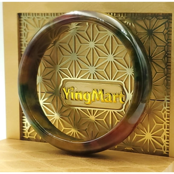 Jade Bangle 48–72mm | YingMart Jadeite Jade Orange Yellow Green Black Gift for Her Mom Sister Mens (48-50mm)
