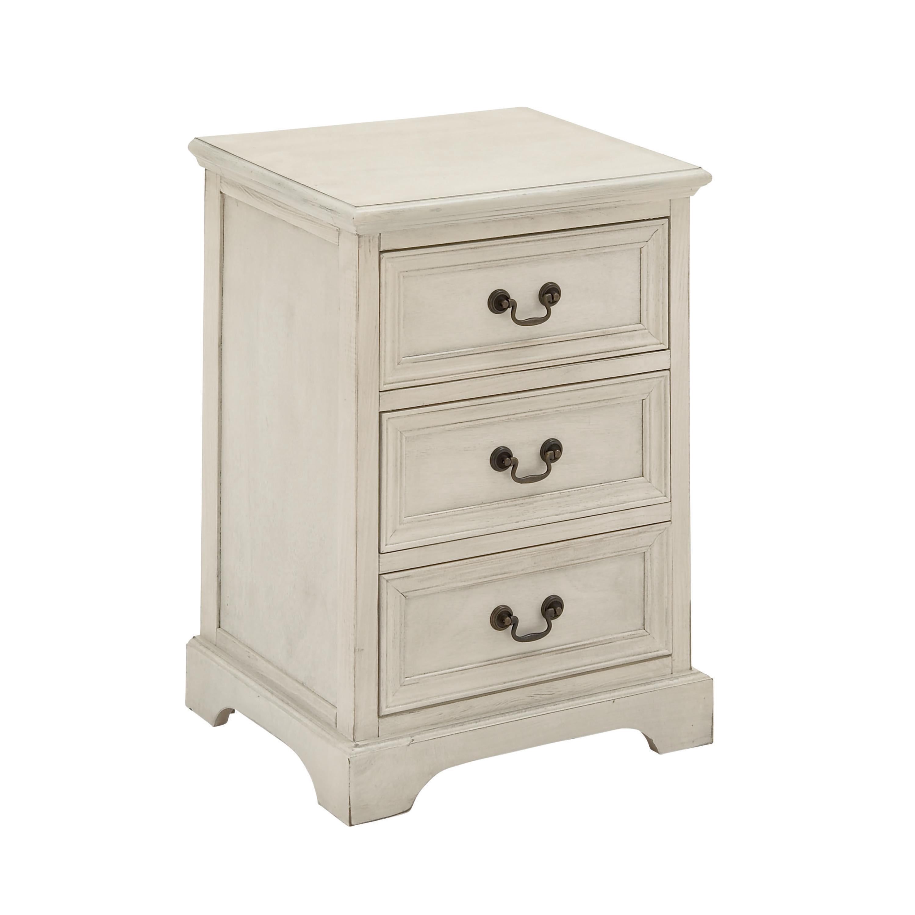 DecMode 17" x 25" Cream Wood 3 Drawer Cabinet, 1-Piece