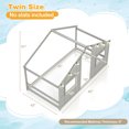 thumbnail image 3 of Costway Twin Size House Floor Bed with LED Lights Solid Wood Bed Frame without Slats Gray, 3 of 10