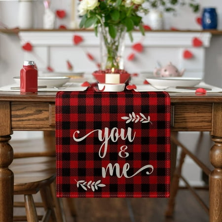 

New Linen Table Flag Valentine Day Red And Flower Letter Party Decoration Heat Cushion Table Flag