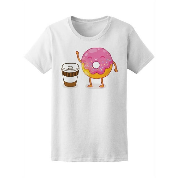 Cute Coffee Cup And Donut Food  Tee Women's -Image by Shutterstock