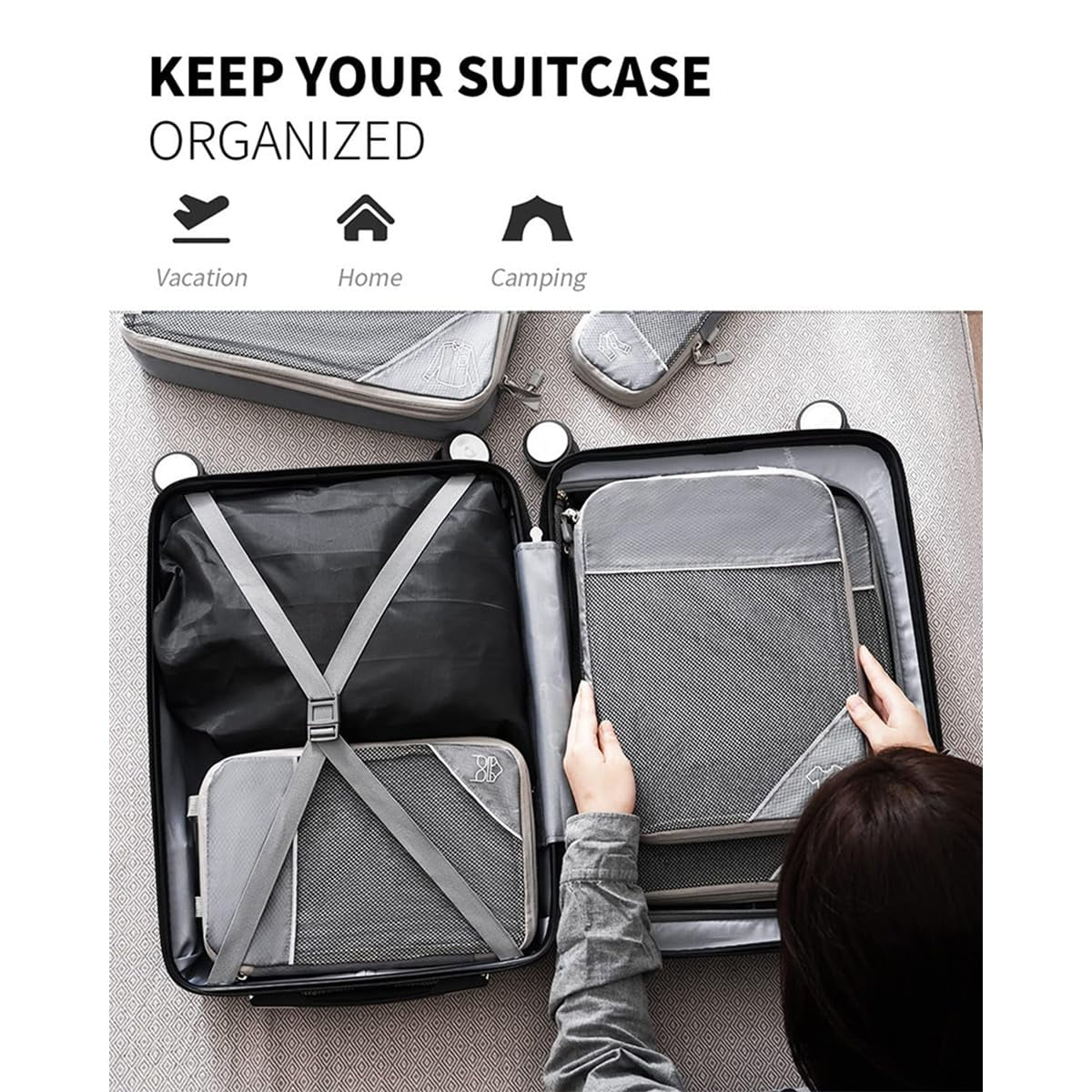 Simplifyliving Compression Packing Cubes, Travel Packing Cubes Compression for Carry Ons Mesh, Travel Cubes for Packing Compression