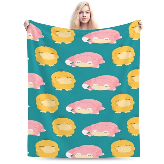 Psyduck Boys Girls Blanket Super Soft Cozy Warm Plush Throw Blanket, Lightweight Fuzzy Flannel Blankets for Couch Sofa Bed Travel and Camping Gifts 40"X30"