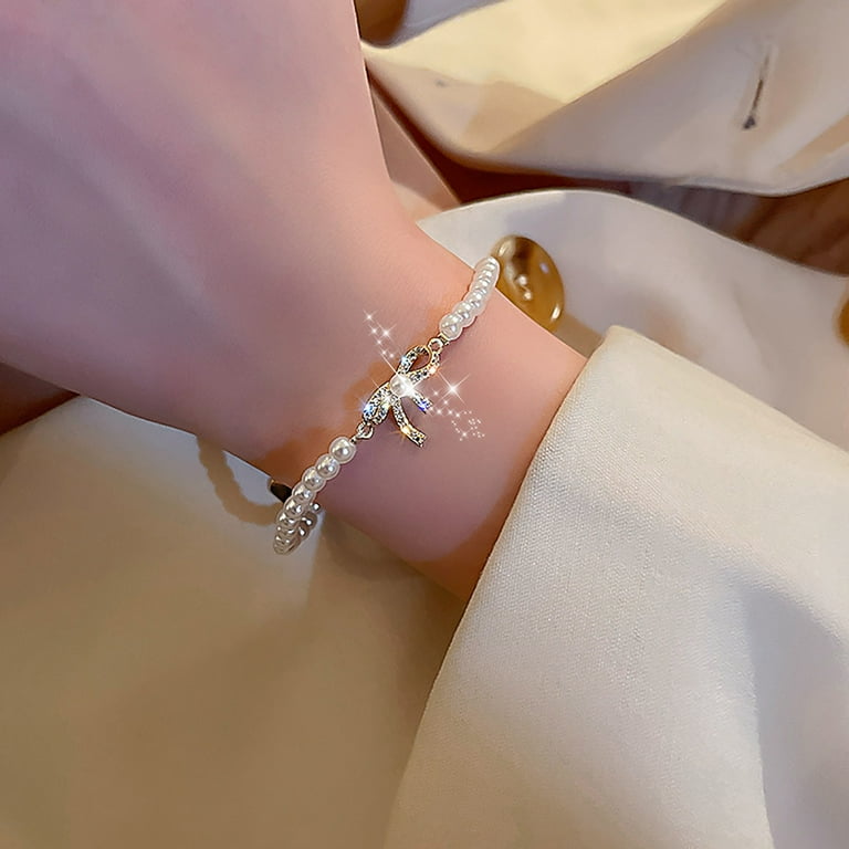WANYNG White Freshwater Pearl Women s Bracelet Bow Knot Pearl