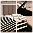 thumbnail image 6 of Queen Size Bed Frame with Lift Up Storage, Upholstered Platform Bed with Vertical Channel Headboard, No Box Spring Needed, Hydraulic Storage, Brown Boucle, 6 of 9