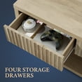 thumbnail image 6 of OAKHAM Fluted Coffee Table for Living Room, Square Center Table with 4 Storage Drawers, Sunwashed Ash Oak, 6 of 6