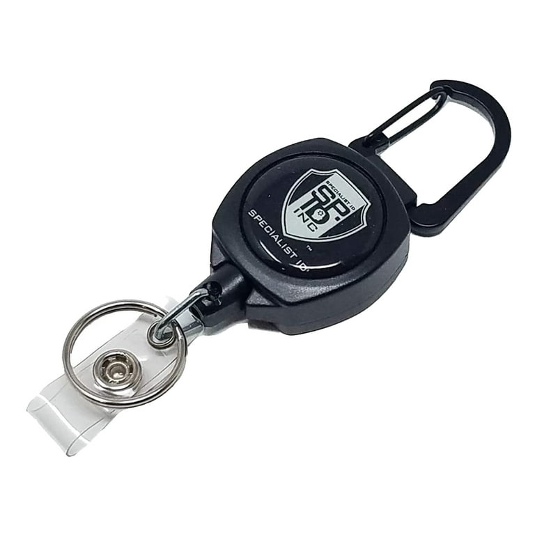 Heavy Duty Retractable Badge Reel with ID Holder Strap & Keychain - Strong  Carabiner Belt Loop Clip - Retracting Lanyard with Kevlar Cord for Keys and  Access Cards, Sold Individually by Specialist
