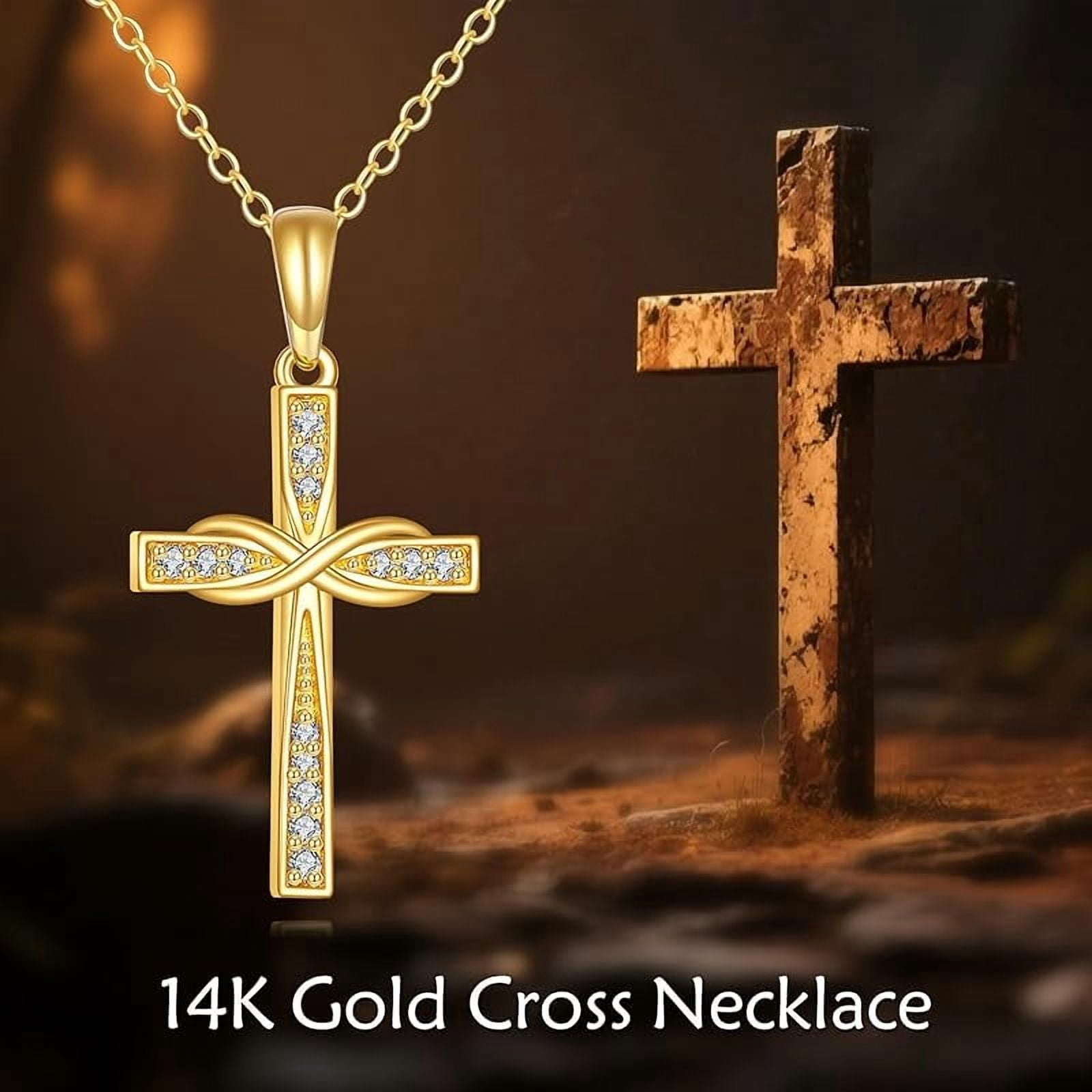 XATENJE 14k Solid Gold Cross Necklace 14k Real Gold Pendant Necklaces Jewelry Gifts For Women