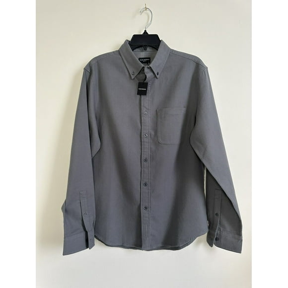 Club Monaco Men's Long Sleeve Slim Fit Flannel Shirt Size L GRY