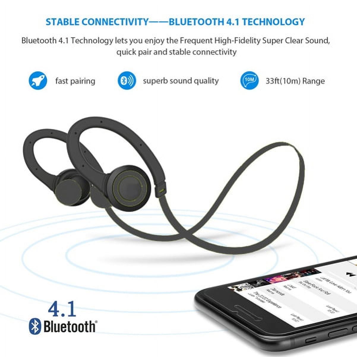 Sweatproof Hi-Fi Sports Headset Wireless Earphones Mic Premium Sound Earbuds Handsfree [Black] Compatible With Alcatel Onyx - LG V50 ThinQ 5G, G8 ThinQ - Motorola Moto G7 Power Play - image 3 of 6