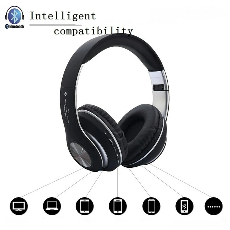 Dvkptbk Headphones Wireless Bluetooth Bluetooth Dual Mode Headset Wireless  Heavy Bass Over-Ear Foldable Wireless And Wired Stereo HeadsetSoft Earmuffs