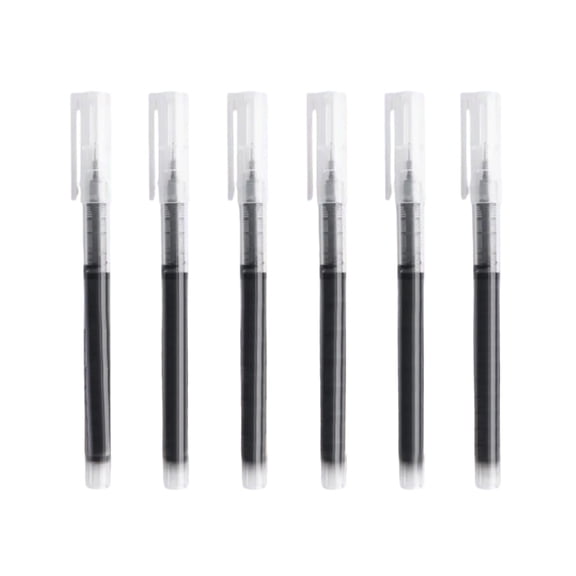 Yhmxh 6 Pack Black Gel Pens Set, 0.5mm Fine Point Transparent Liquid Ink Rollerball Gel Pens , Smooth Writing Journaling Pens, Quick Dry Ink Note Taking Marker Pens for Planner Drawing Sketching