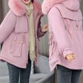 thumbnail image 5 of Busydd Womens Winter Coats Solid Color Long Sleeve Puffer Jacket Hooded Warm Winter Jackets Casual Tunic Cotton Zip Up Down Outerwear with Pockets M-3XL, 5 of 9