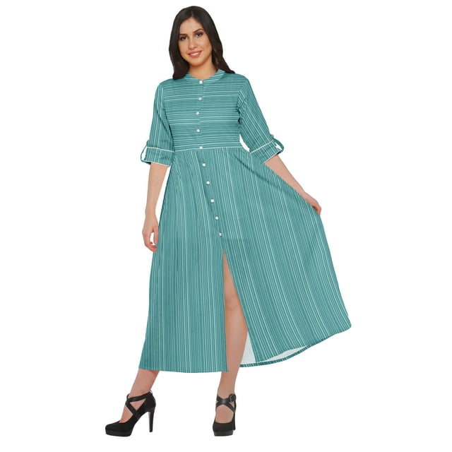 Moomaya Robe Kurti Longue à Manches Courtes Imprimée, Tunique Ligne A, Haut Indien pour Femmes