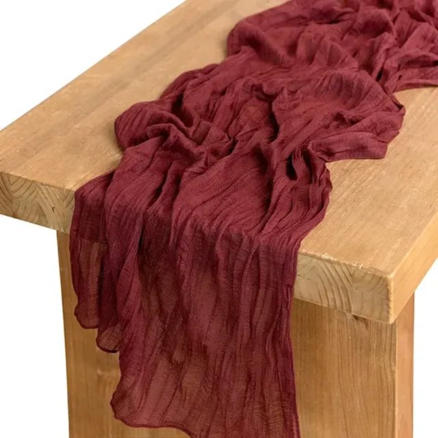 DEELLEEO Gauze Table Runner Dinning Decoration 90*300CM Rustic Country Boho Beach Wedding Party Table Decor Christmas Table Runners