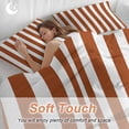 thumbnail image 4 of 3 Piece Burnt Orange Stripe Duvet Cover Set Full Size, Microfiber Comforter/Quilt Cover with Corner Ties and 2 Pillowcases, Farmhouse Striped Abstract Art All Season Soft Bedding with Zipper Closure, 4 of 8