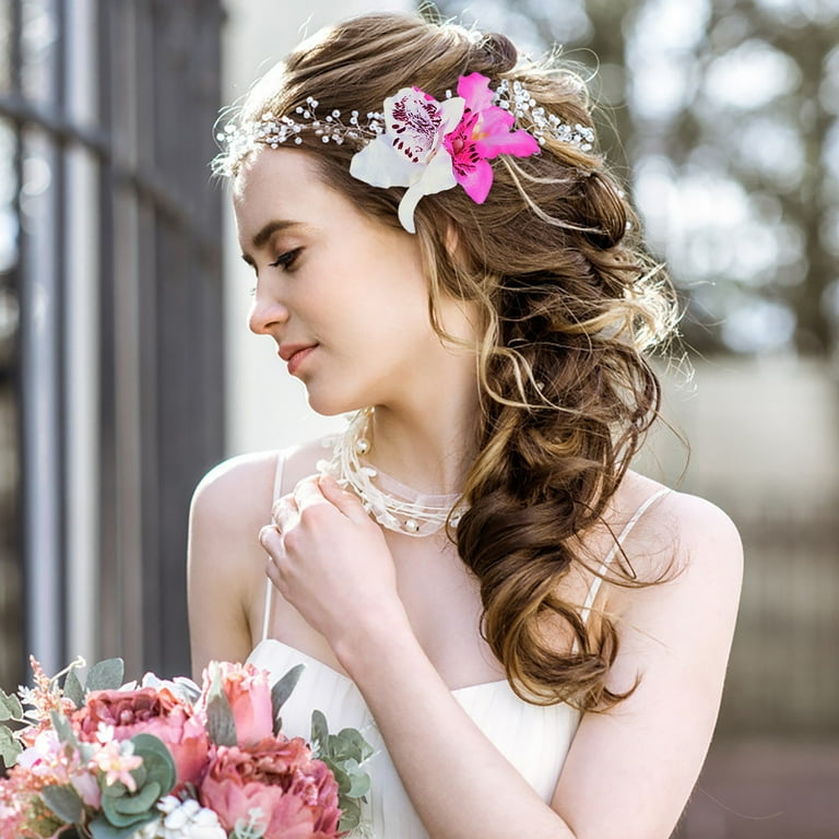 Wedding hair top accessories orchid