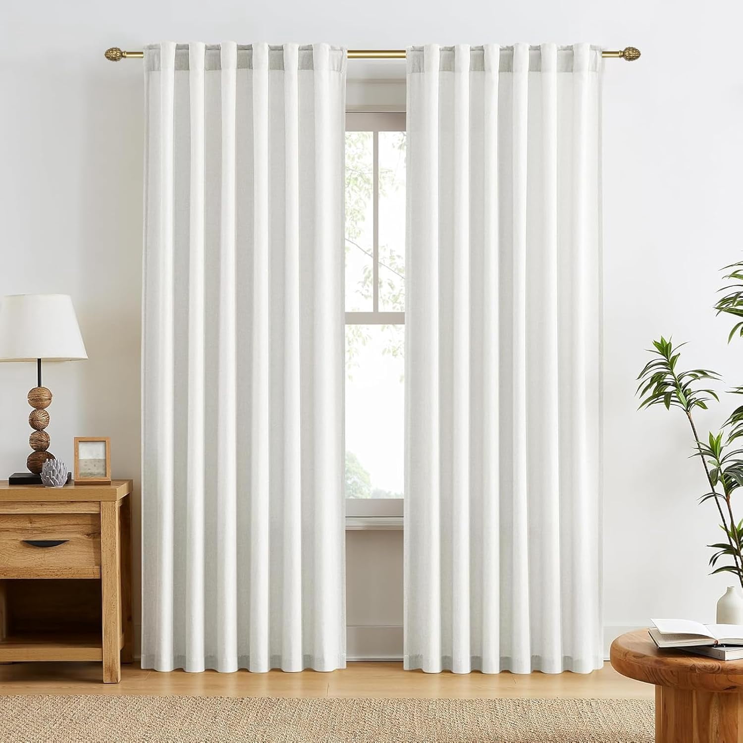 Urbanest Adjustable Single Curtain Rod Set with Pinapple Finials – 3/4-Inch Diameter, With Renaissance Gold Rod, 48–84 Inches