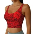 thumbnail image 2 of Goofa Red Rose Printed Sports Bras for Women, High Impact Running Bra Workout Crop Tank Tops Longline Sports Bra Push up-X-Large, 2 of 9