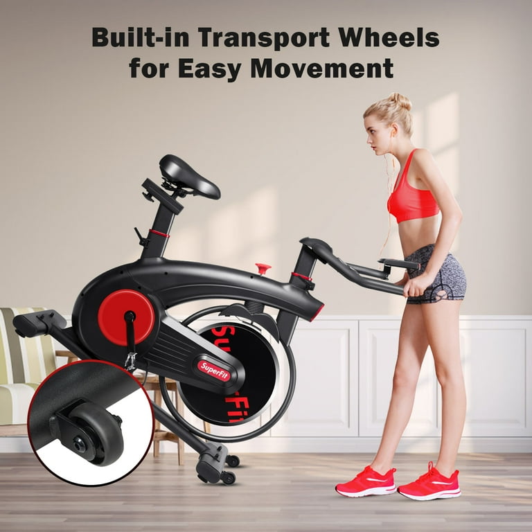 SuperFit Spin Indoor Upright Fitness Bicycle for Adults Silent Belt Drive Cycling Bike Walmart