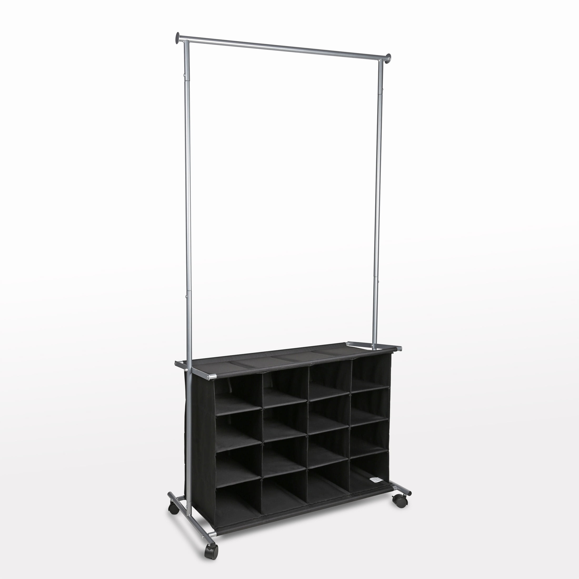 (2 pack) Mainstays Garment Rack with Shoe Cubbies, Silver and Black, Metal Frame