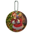 thumbnail image 1 of Christmas Holiday Santa's Home Visit Round Luggage ID Tag Card Suitcase Carry-On, 1 of 8